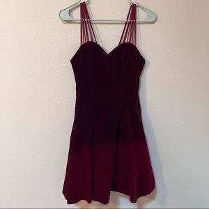 Vintage Red Burgundy Velvet Sweetheart Neckline A Line Dress